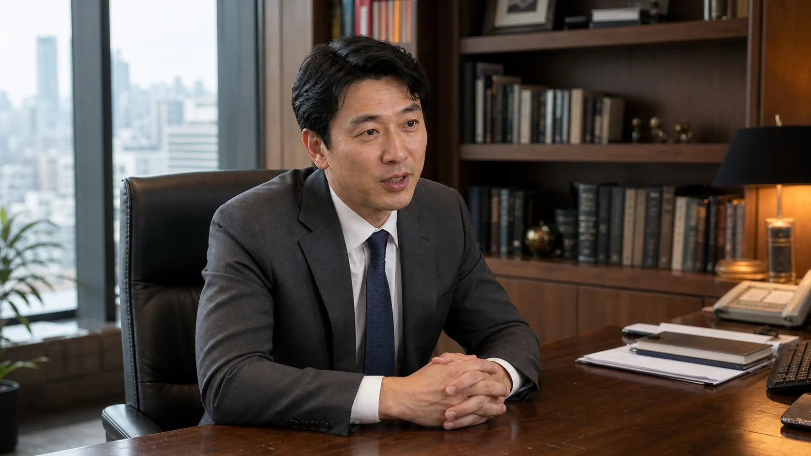 Person speaking at CEO office