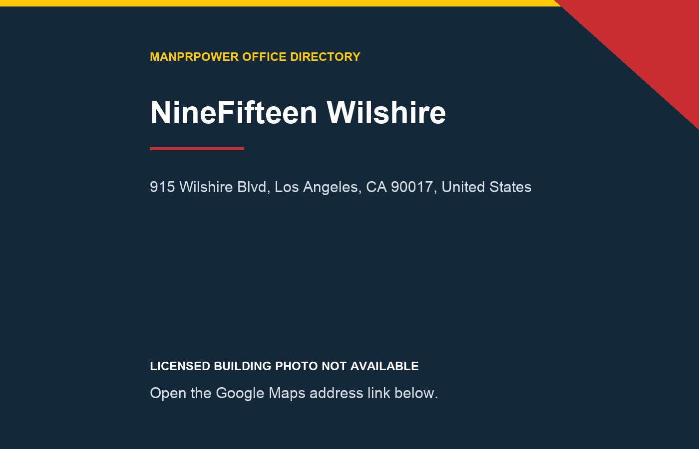 NineFifteen Wilshire暂无可授权单栋照片的地址提示图