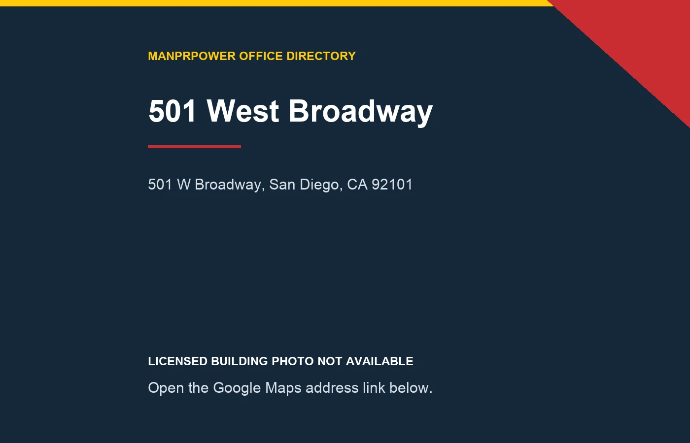 501 West Broadway暂无可授权单栋照片的地址提示图