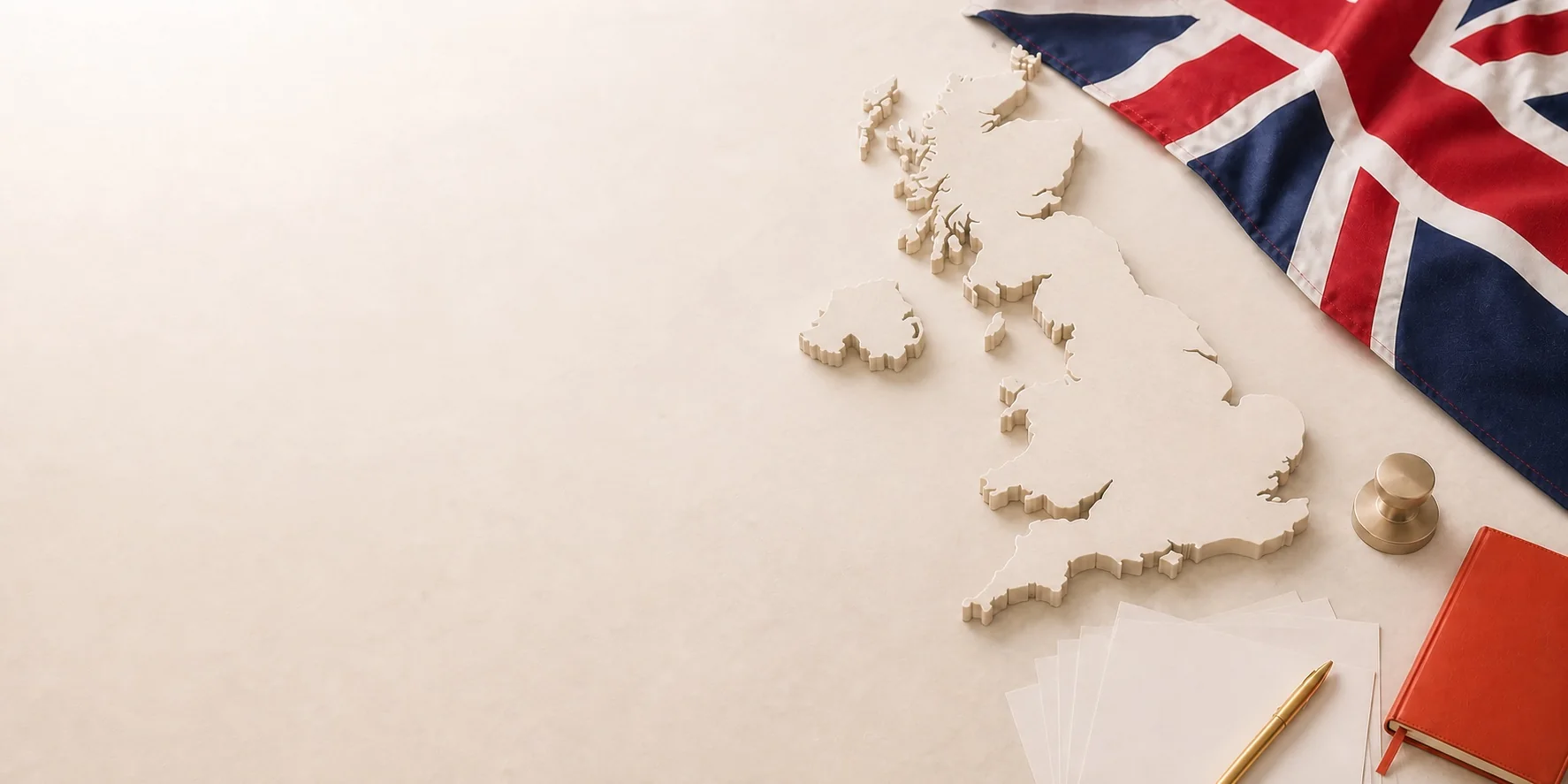 英国公司注册地图、旗帜与资料规划场景