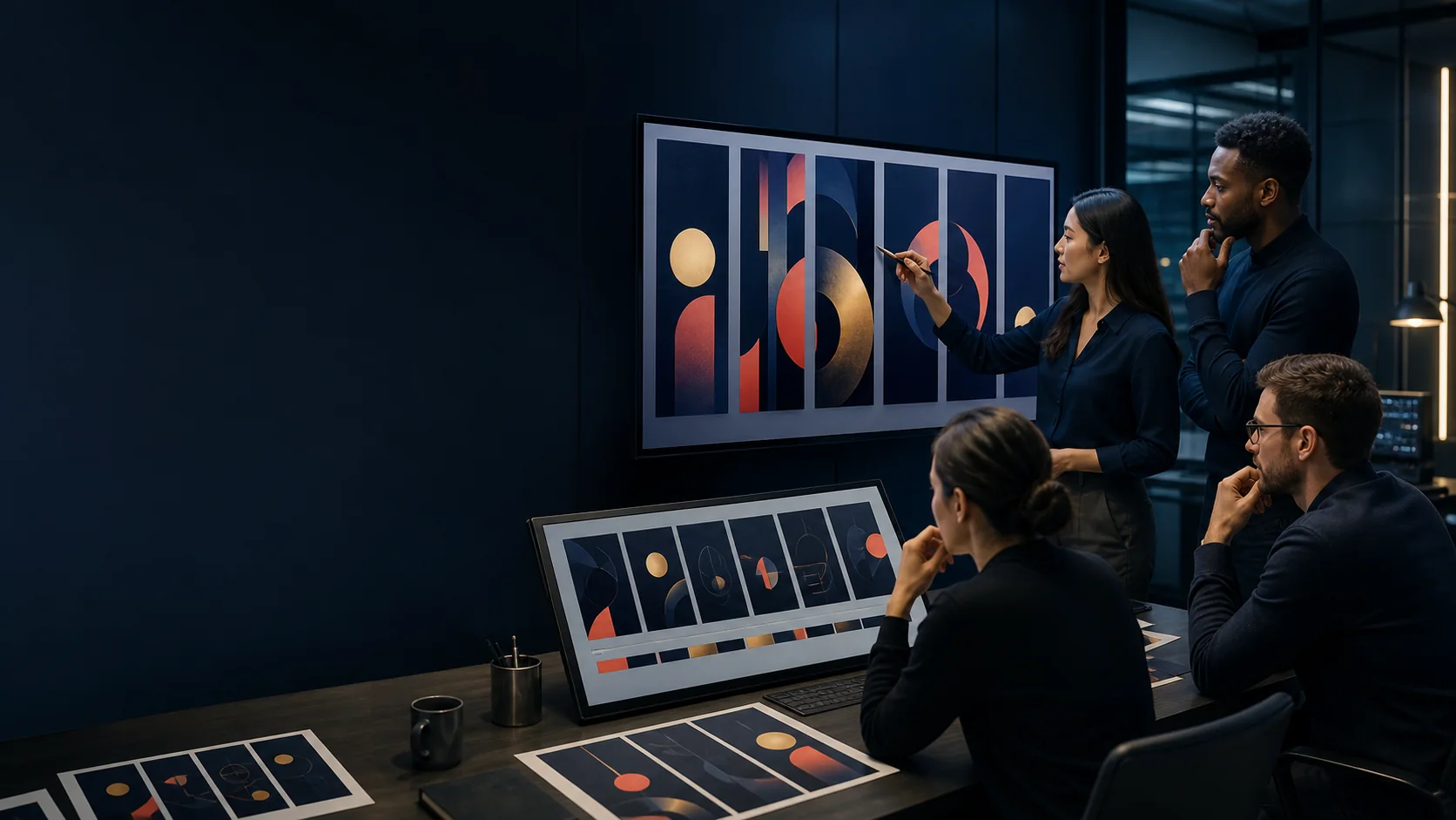 金融品牌视觉识别与社交内容方向视觉示意