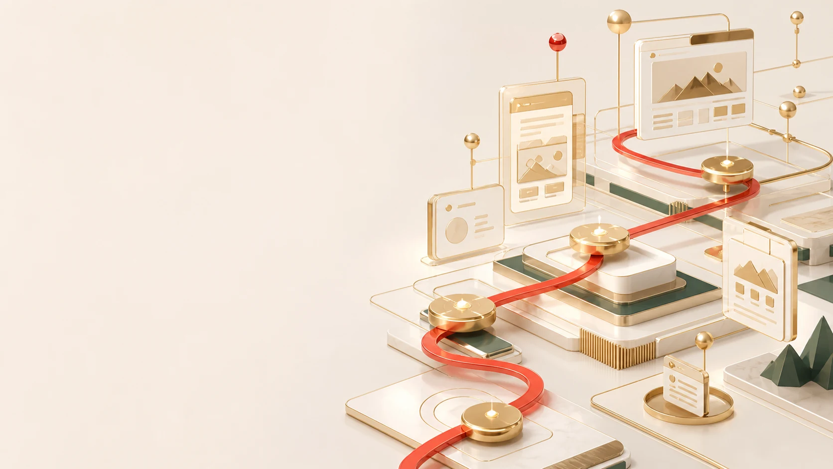 Visual illustration of service scenarios and conversion paths for landing pages and conversion paths of financial technology brands