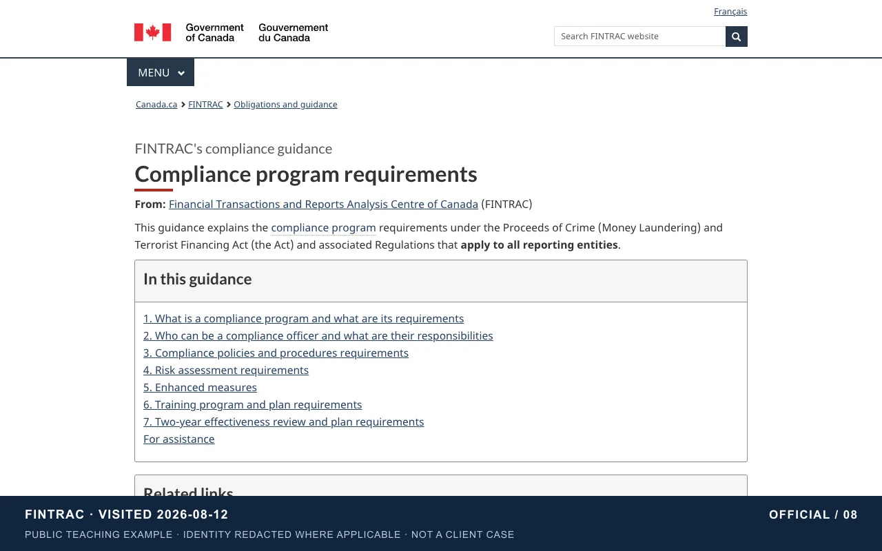 Compliance Program Requirements | Official-page Tutorial Screenshot