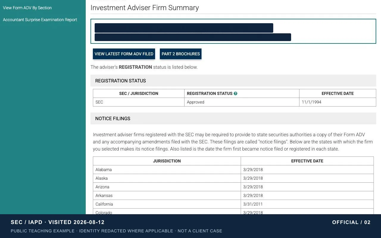 Institutional public summary | official tutorial screenshot