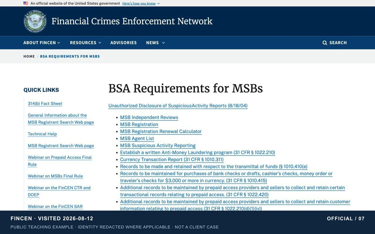 Ongoing BSA obligations | Instructional screenshot of the official page