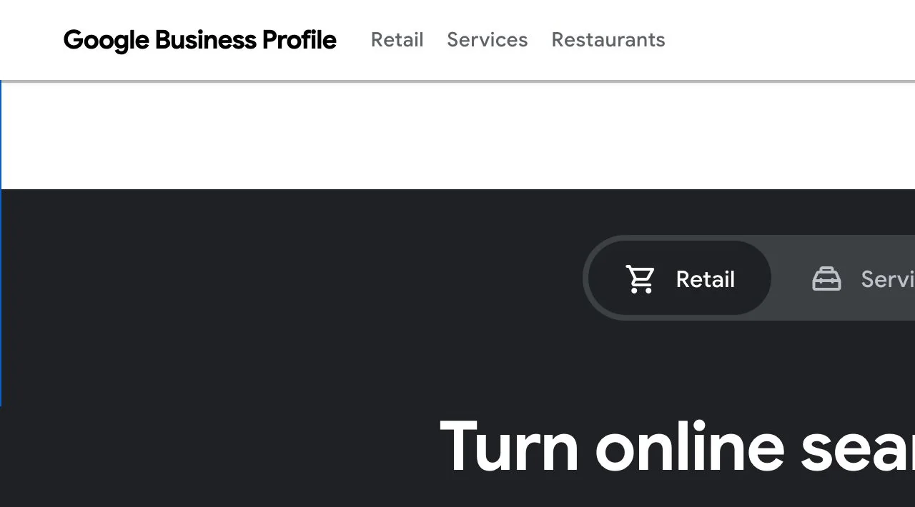 Google Business Profile 零售业务展示公开页面截图