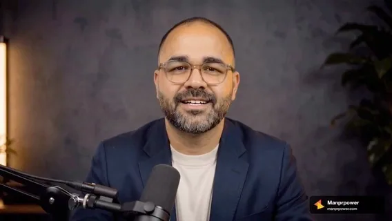 Cover of a video of a man doing a podcast voiceover in front of a microphone